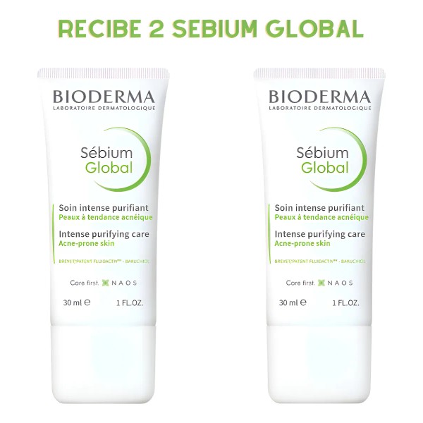 Bioderma Sebium Global 30 Ml Reduce Espinillas, Acne 2 Pack