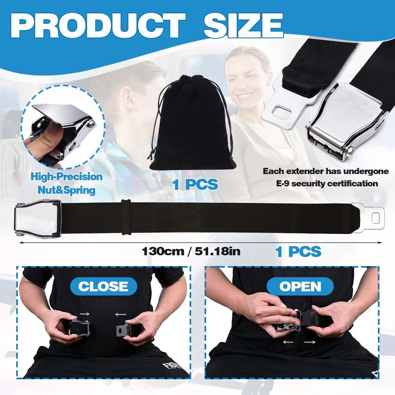 KUBDPQOR Superior Aircraft Seatbelt Extender - Adjustable Seat Belt Extender