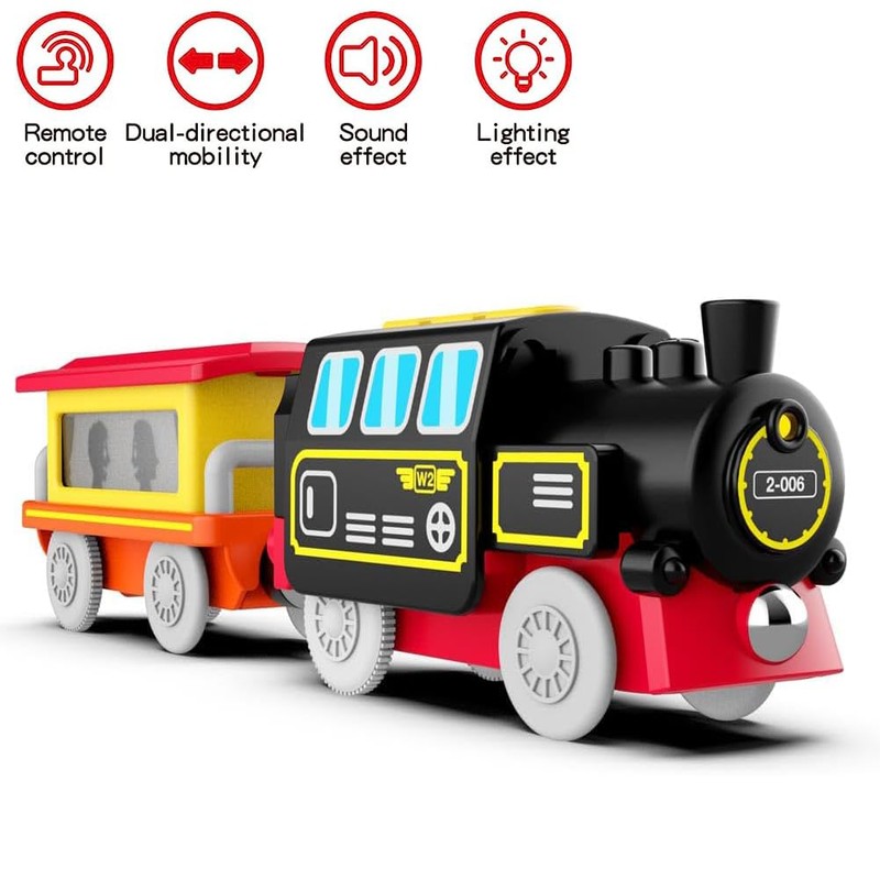 HYPERLIVING Motorized Trains for Wooden Track, Remote Control Train with
