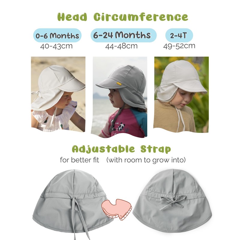 FURTALK Baby Flap Sun Hat UPF 50+ Adjustable Unisex Baby