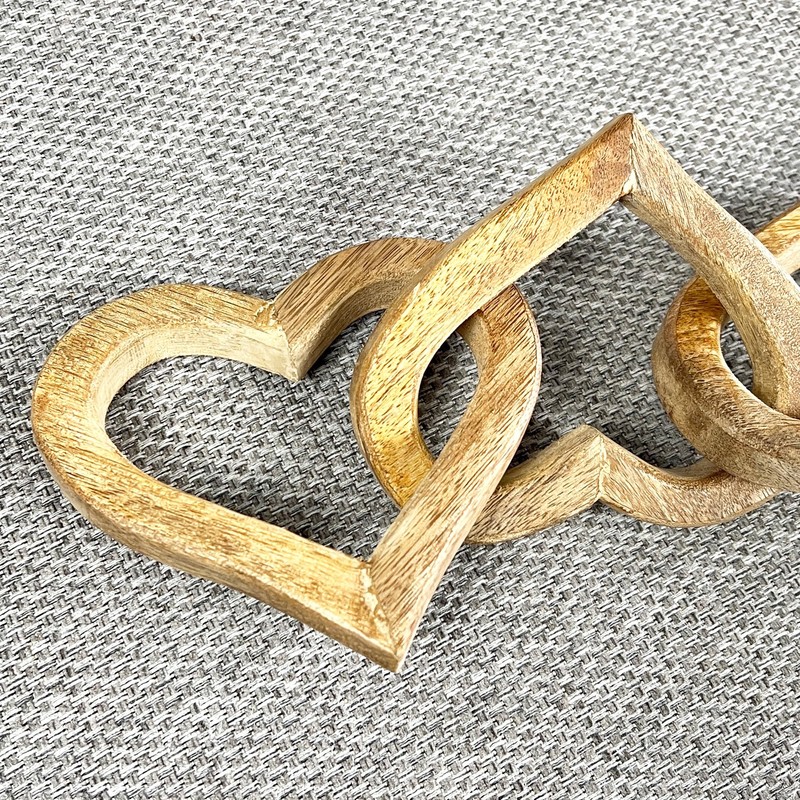 55cm Wooden 5 Heart Ornament Chain Knot Nordic Scandi Love