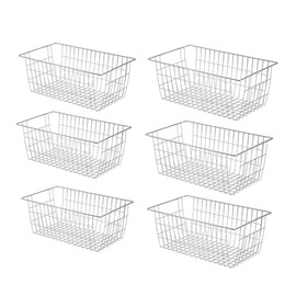 Slideep Farmhouse Wire Organizer Storage Bin Basket with Handles, Food Storage for Kitchen Cabinets, Pantry, Closet, Bedroom, Bathroom, Office 6 Pack