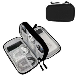 PAPOEEA Cable Bag Electronic Bag Organiser Universal Cable Organiser Bag, black, Solid