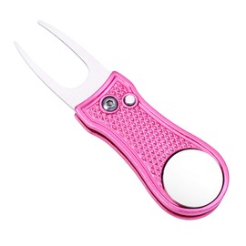 Mile High Life All Metal Foldable Golf Divot Tool with Pop-up Button & Magnetic Ball Marker (Silver Fish)