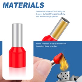 Hanibos Insulated Bootlace Ferrule Wire Terminals - 100Pcs, 1.0mm², Red Cord Pin Ends, E1008