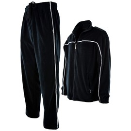 ChoiceApparel Mens Velour Tracksuit with Zippered Pockets (204-Black, 2X-Large)