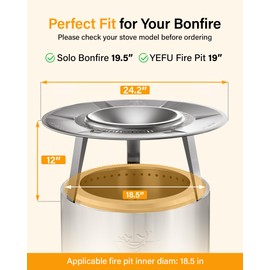 YEFU Fire Pit Heat Deflector for Solo Stove Bonfire 19.5", Portable 304 Stainless Steel Heat Diffuser Accessory for Firepit Captures and Redirects Warmth, Detachable Burner Cover Accessories