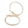 50mm Diameter/Gold Tone with White Enamel Hoop Earrings/Large Size