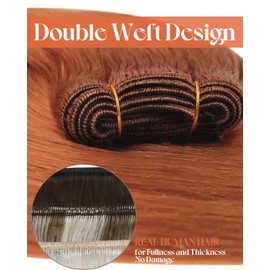 Sunny Hair Copper Weft Hair Extensions Human Hair Sew in Weft Hair Extensions Real Human Hair Straight for Women Copper Hair Wefts Sew in Bundle 18inch 100g