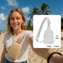 INICAT Summer Straw Bag Small Sling Beach Bag Crossbody Bags Rattan Woven Purses for Women 2025(Khaki Guitar Strap)