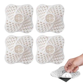 Prevent Blockage, Silicone Floor Drain Filter, Built-in Suction Cup Bathtub Drain Cover, Easy to Install Suitable for Bathroom Bathtub Kitchen White Four Pack