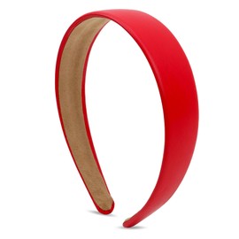 AMCAMI Red Headband 1 Inch PU Leather Headband Valentines Day Headband Plain Solid Headband Wide Thick Headbands Non-slip Hair Accessories for Women Girls