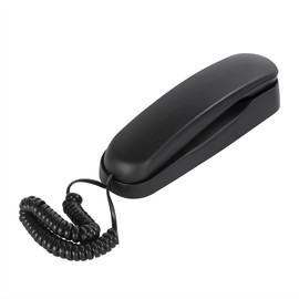 Black OF-990 Slimline Telephone Wall-Mountable Basic Corded Telephone No AC Power Required, Corded Home Phone