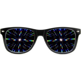 Ultimate Diffraction Glasses - Black - 3D Prism Effect EDM Rainbow,Black,