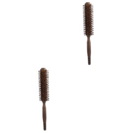 TOVINANNA 2pcs Boar Bristle Hair Brush Round Styling Comb Wooden Roller Hair Combs for Curly Blow Drying Tool
