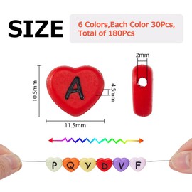 HOBBIESAY 180Pcs 6 Colors Heart Spacer Beads with Random Letters Opaque Acrylic Charms Purple Love Shaped with Horizontal Hole Letters Beads for DIY Crafting Earrings Necklaces