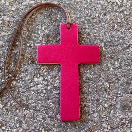 Air Flair | Leather Car Air Freshener | Cross (Fuchsia, Leather Scent)