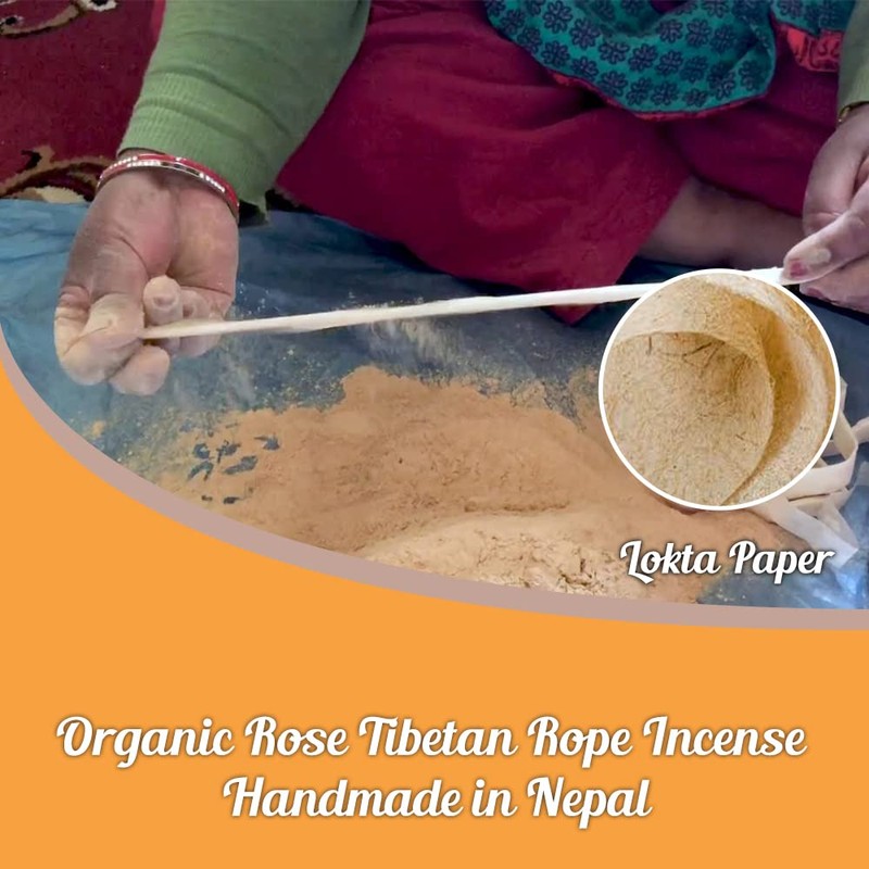Aromatherapy Home Made Organic Rose Tibetan Rope Incense Handmade in