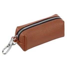 sourcing map Leather Coin Purse, Leather Car Key Holder Bag Hand-held Change Purse Keychain Pouch Small Coin Pouch with Key Ring for Women and Men, Brown