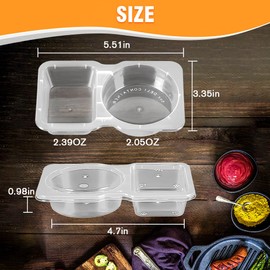 Haourystop Double Compartment Condiment Container,10 Sets Double Compartment Condiment Container With Lids, Reusable Snack Container for Sauces and Snacks