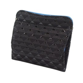 Indenya 2802-01 Inden Wallet, Coin Purse, Deer Leather, Takane, Mt. Fuji Pattern, Black Background x Black Lacquer, black