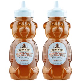 BUSY BEE Honey Bears, Northwest Regional Raw Honey, 12 OZ (Pack of 2)