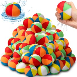 Lewtemi 48 Pcs 3 Inch Water Balls Water Absorbent Ball Fight Soft Six Color Splicing Bouncing Bomb Balls Swimming Pool Games Party Favors for Summer Outdoor Boy Girl Adult
