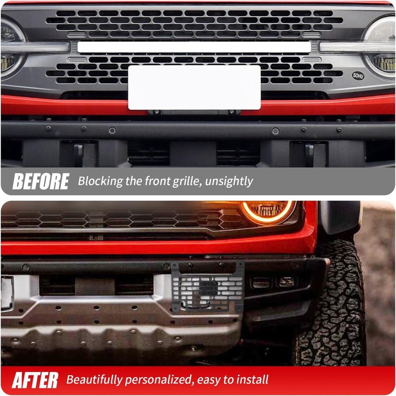 Front License Plate Holder Mount Compatible with 2021-2025 Ford Bronco