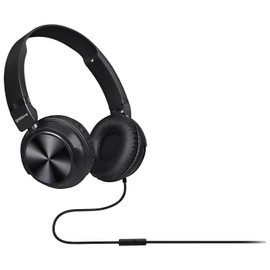 groov e Tempo - Wired Stereo Headphones - Over the Ear Adjustable Headset with 40MM Audio Drivers & Hands-Free Microphone with Voice Assistant - Black