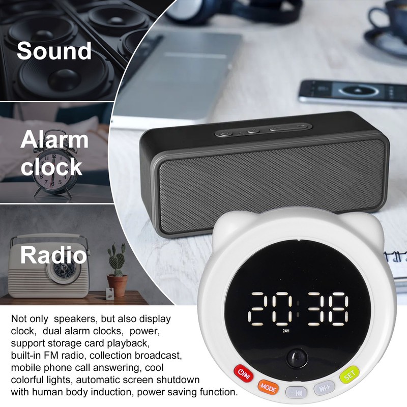 Multifunctional Bluetooth Alarm Clock Speaker Portable Digital Alarm Clock with