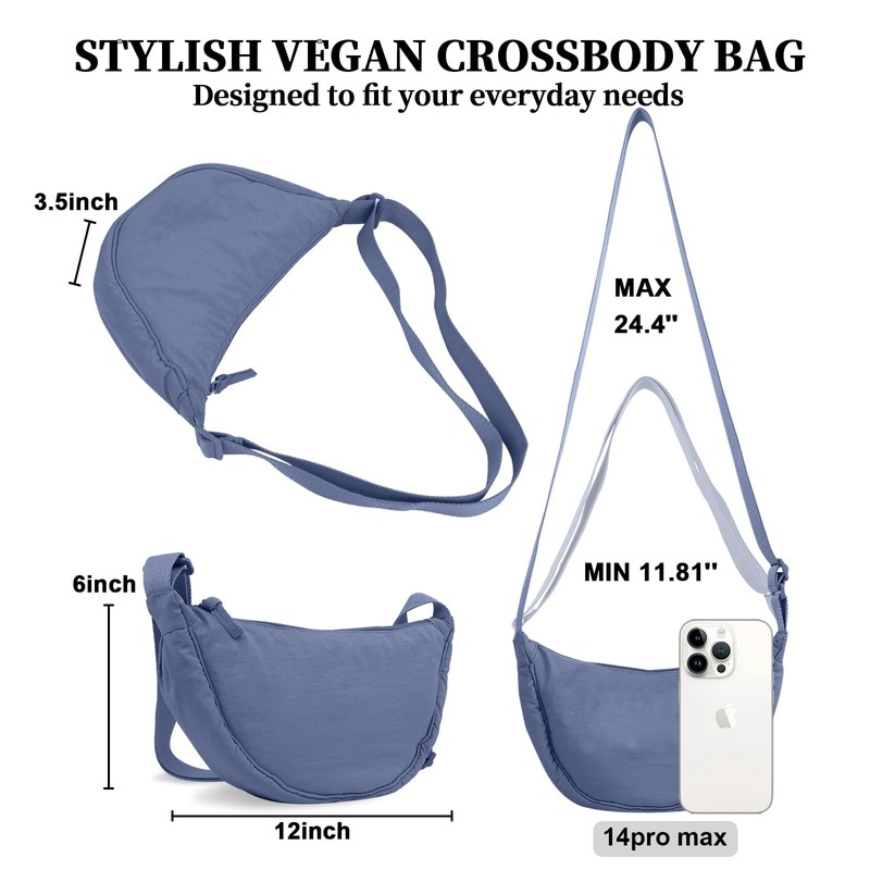 Katleay Women's Half Moon Crossbody Shoulder Bag, blue