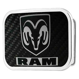 Belt Buckle Ram Marquetry Carbon Fiber Reverse Brushed Metal Rectangle 3.5 Inches by 2.5 Inches