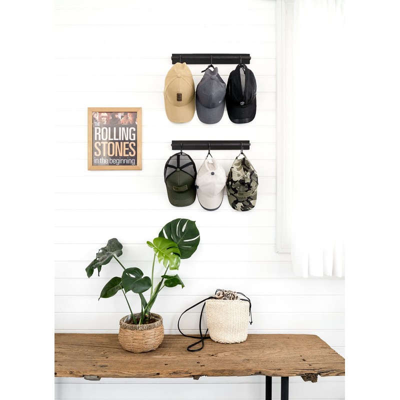 Mkono Hat Rack for Wall Wooden Baseball Caps Organizer with