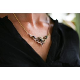 Windalf Medieval Necklace Aladria 47 cm Gothic Jewellery Costume Jewellery with Onyx Elegant Bronze, Fabric, Onyx