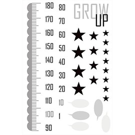 Meter-015020-ds Wall Sticker Height Meter Commemorative Scale Children's Room Cute Black and White Stars with Memo Nordic 35.4 x 23.6 inches (90 x 60 cm) Sticker Type Decorative Stylish Wallpaper
