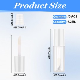 JJUNW 10pcs Empty Lip Gloss Tubes, 1.2ml Mini Refillable Cosmetic Containers Bottles Lip Balm Bottles Lipgloss Dispenser for Lipstick Samples, Lip Balms