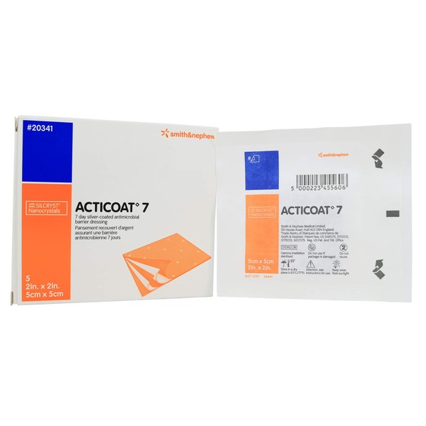 Acticoat Seven Day Antimicrobial Barrier Dressing 2" X 2" (5/Box)