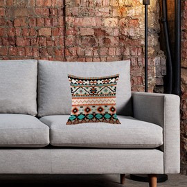 CANSEGO Aztec Pillow Covers Cases Bohemian Pattern Tribal Diamond Triangle Stripes Geometric Throw Pillow Cushion Cotton Linen 18x18 Inch Home Decor Couch Desk Bedroom