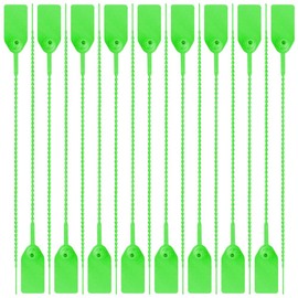Plastic Anti-Tamper Seals, Green Security Tags Pull Ties Shipping Label for Luggage, Fire Extinguishers, Shoes (Pack of 100)