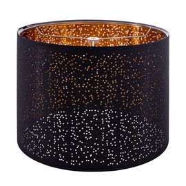 Wellmet Blackgold Drum Lampshades, Easy Assembly Required Replacement Lamp Shades, Fabric Lampshades for Table Lamps Floor Lamps, Metal Spider Fitter, 13"x13"x10"