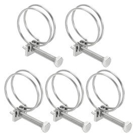 PATIKIL 32-36mm Adjustable Double Wire Hose Clamp, 5 Pcs 304 Stainless Steel Wire Hose Clips Pipe Tube Clamps for Dust Collection Rubber PVC Pool Pump Hose
