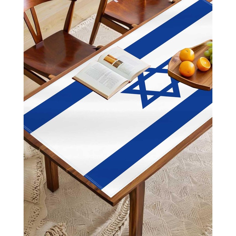 Petite Pine 60×82 Inch Rectangle Israel Flag Polyester Tablecloth,Large 5×6.8