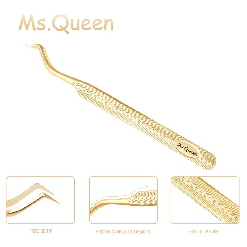 Ms.Queen Lash Tweezers for Eyelash Extension-Professional Lashing Tweezers for Mega