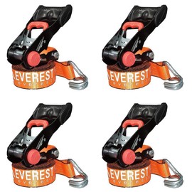 Everest 4 Pack 1.5" x 15' Ergo Ratchet Tie Down Straps Break Strength 3,300LBS Ideal for Cargo, Truck, Motorcycle