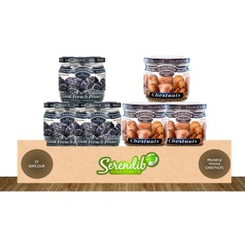 St Dalfour 3 Pack Whole Chestnuts 200g +3 Pack Giant French Prunes Pitted 200g | Low in Fat | Packed Without Preservatives | Ready to Eat