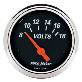 AUTO METER 1483 Designer Black Voltmeter Gauge, 2.3125 in.