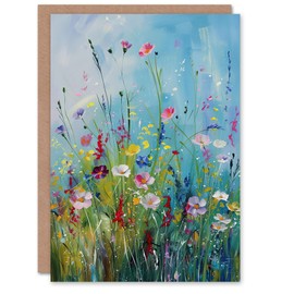 Artery8 Delicate Wildflower Meadow Floral Painting Greeting Birthday Card Him Her All Blank