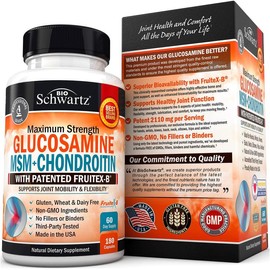 Glucosamine Chondroitin MSM 2110mg capsules, Bioschwartz, 180ct Supplement Fitness