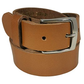 BELT UP Mens 100% Real Leather 1.25 Inch Plain Casual Smart Trouser Belt Tan XXX Large