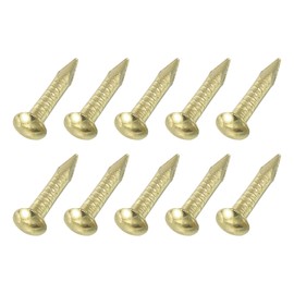 uxcell 50Pcs Small Hardware Nails, 1.5 x 10mm Brass Round Head Nail Common Finishing Nail for Household Woodworking Picture Hanging DIY Projects, Gold